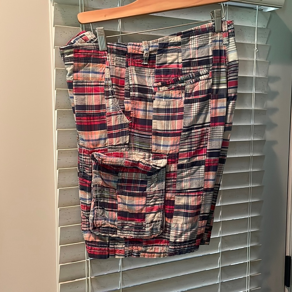 Mens plaid cargo shorts